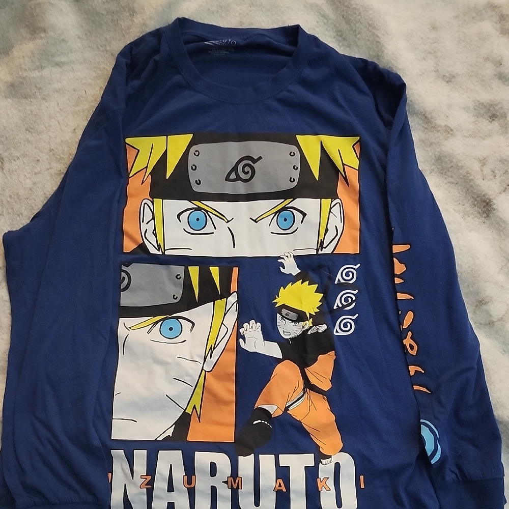 Blue Naruto Men Long Sleeve Graphic Shirt 2XL